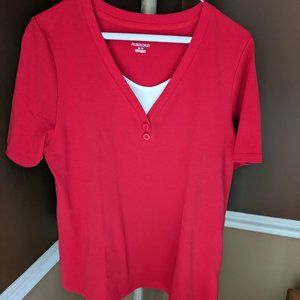 Allison Daley Cotton Short Sleeve top M Red